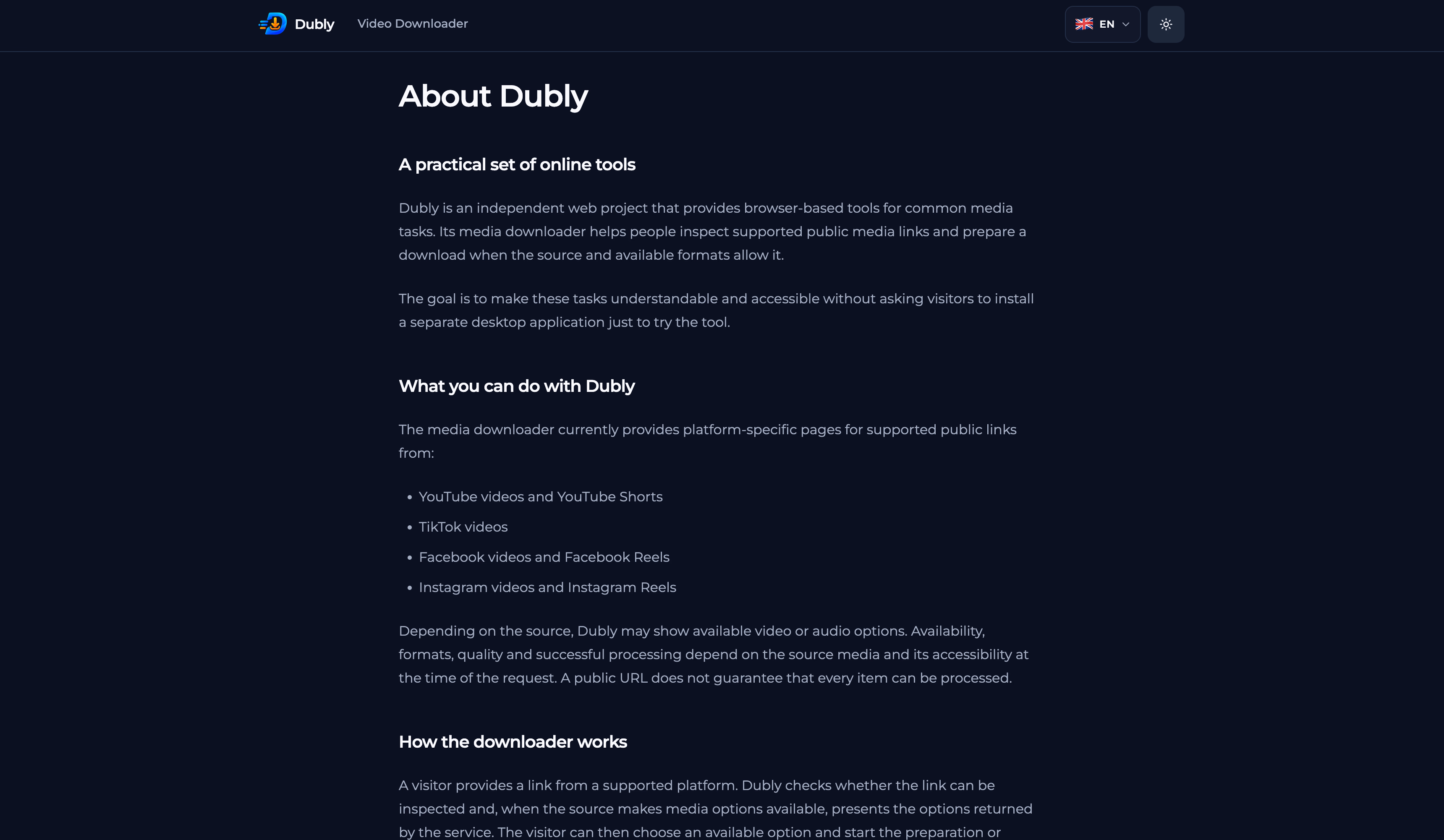Dubly about page