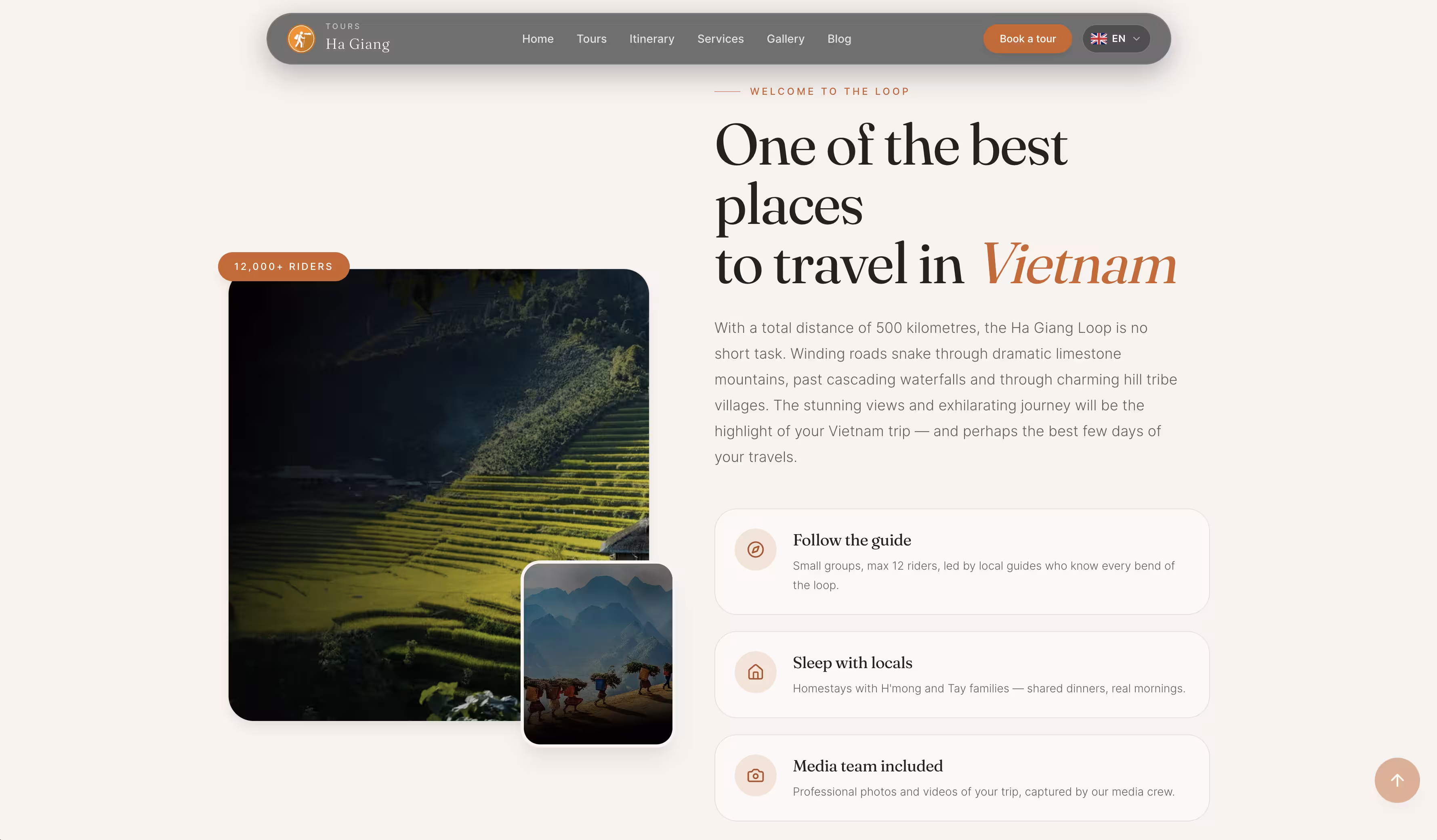 Tour Booking introduction screen